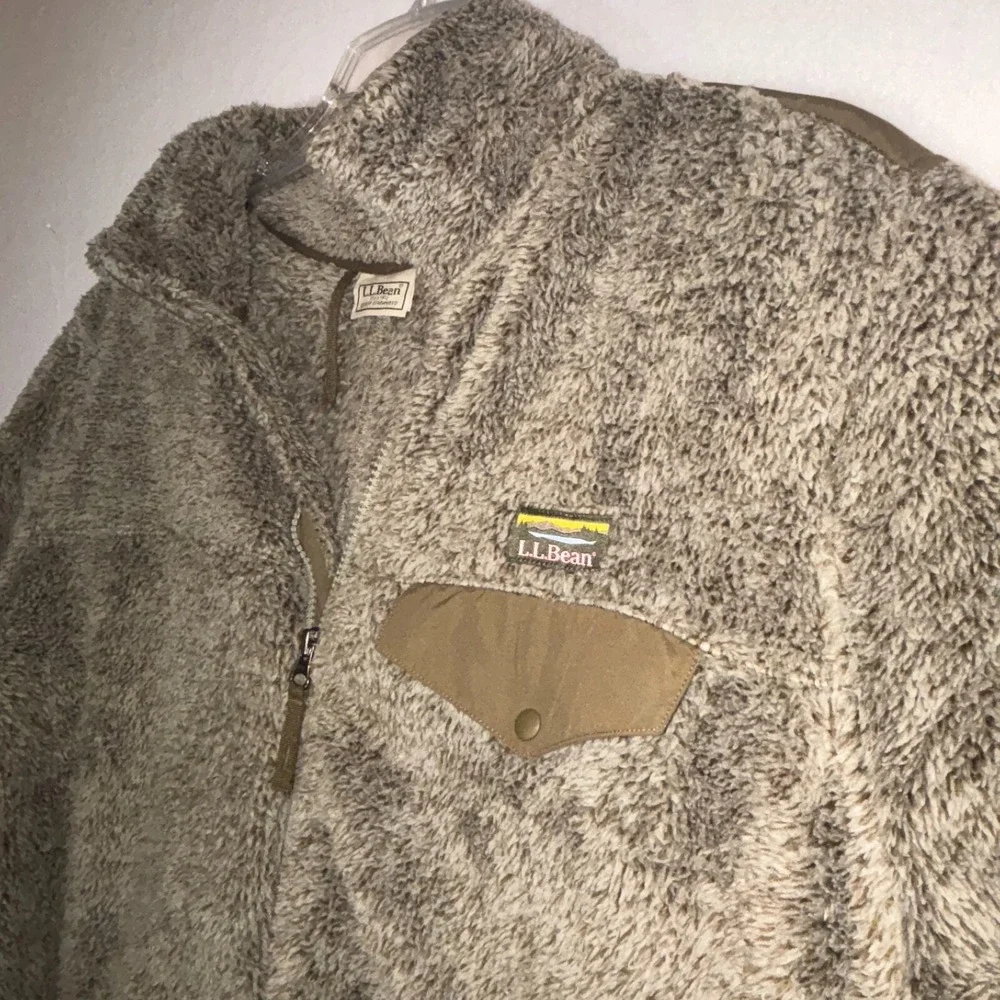Men's Land's End High Pile Zip up Fleece Jacket‎ Brown XL Tall
